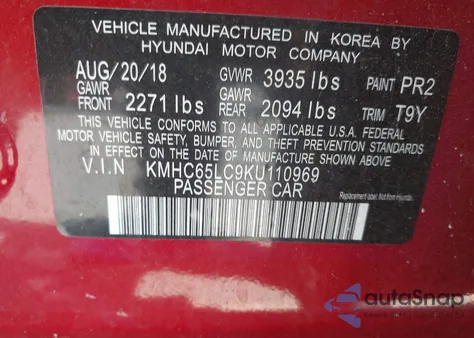 2019 Hyundai Ioniq Hybrid Blue z USA, uszkodzony, nr VIN KMHC65LC9KU110969